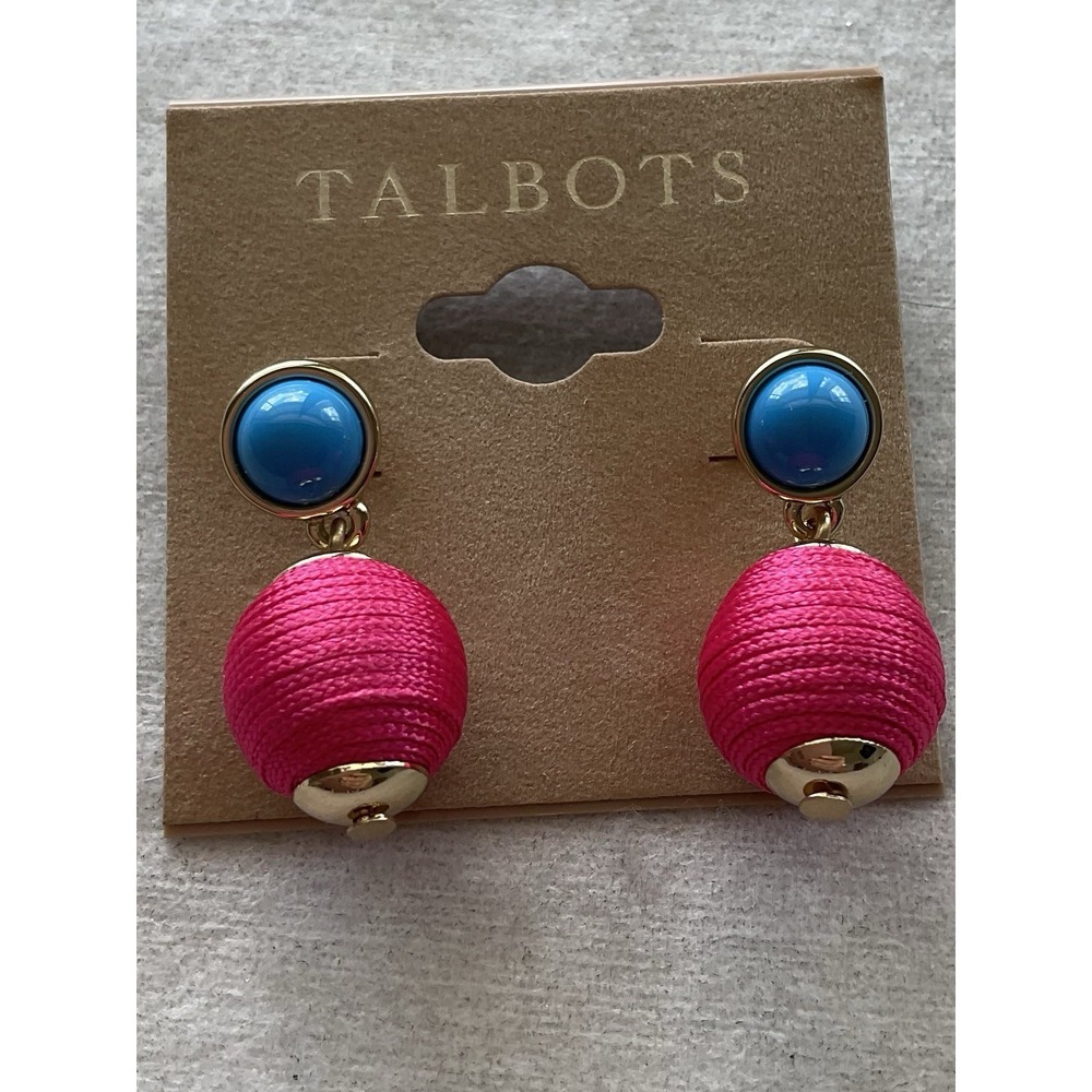 Talbots thread-wrapped sphere earrings Pink & Blue Estate Jewelry Dangle Drop
